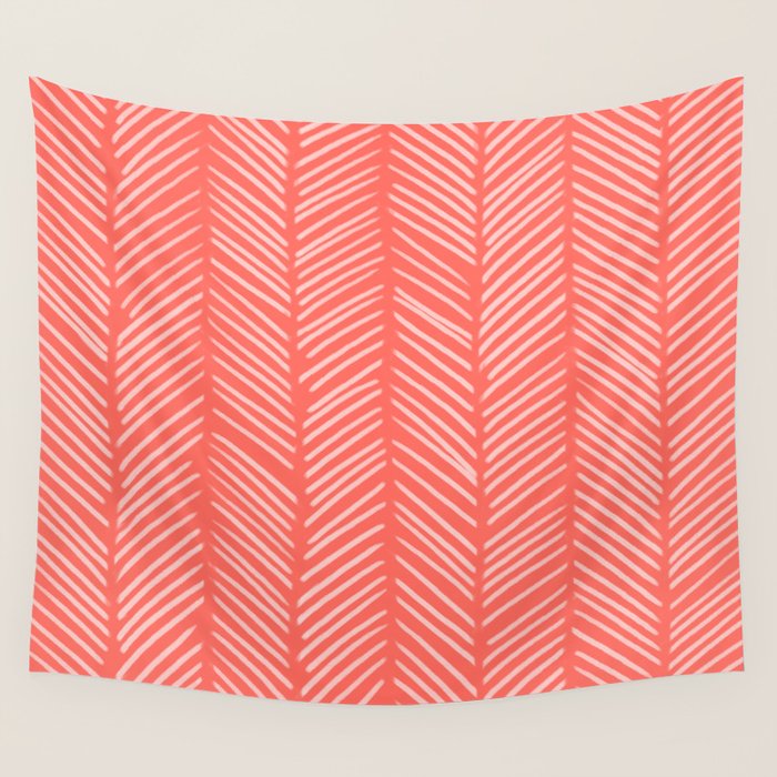 Coral Herringbone Wall Tapestry Gallery Image 4