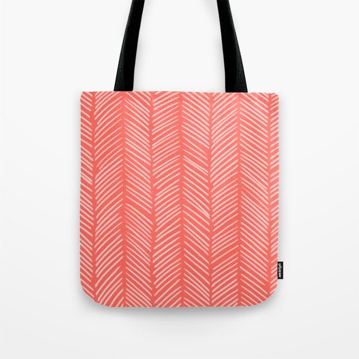 Coral Herringbone Tote Bag Gallery Image 1