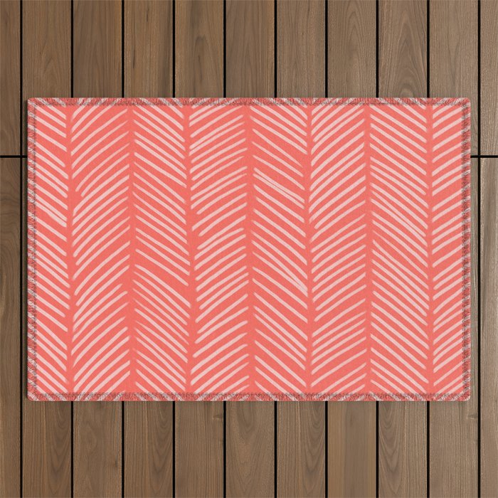 Coral Herringbone Outdoor Rug Gallery Image 1