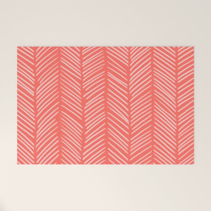 Coral Herringbone Welcome Mat Gallery Image 1