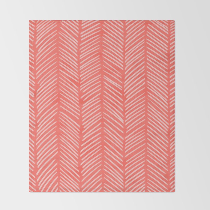 Coral Herringbone Throw Blanket Gallery Image 2