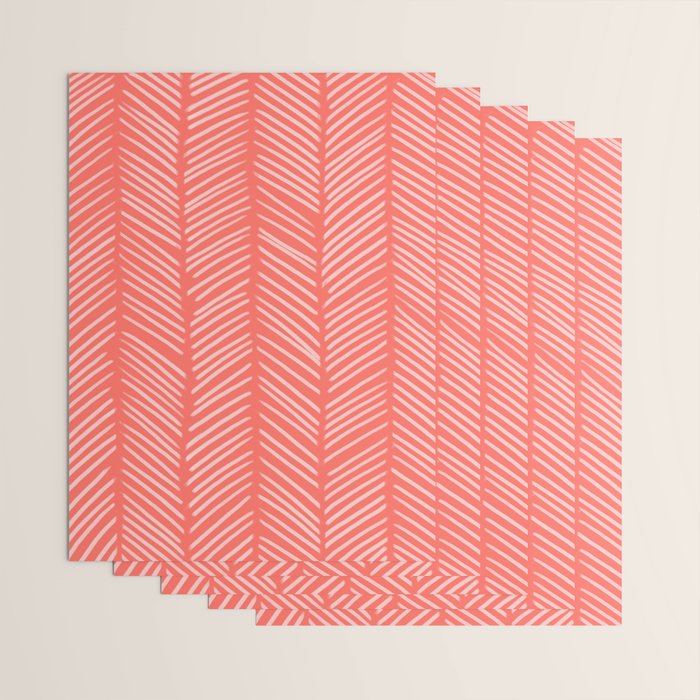 Coral Herringbone Wrapping Paper Gallery Image 3