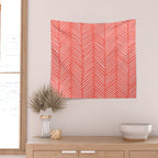 Coral Herringbone Wall Tapestry Gallery Image 2
