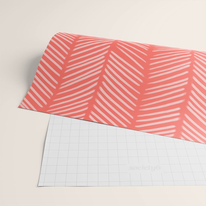 Coral Herringbone Wrapping Paper Gallery Image 2