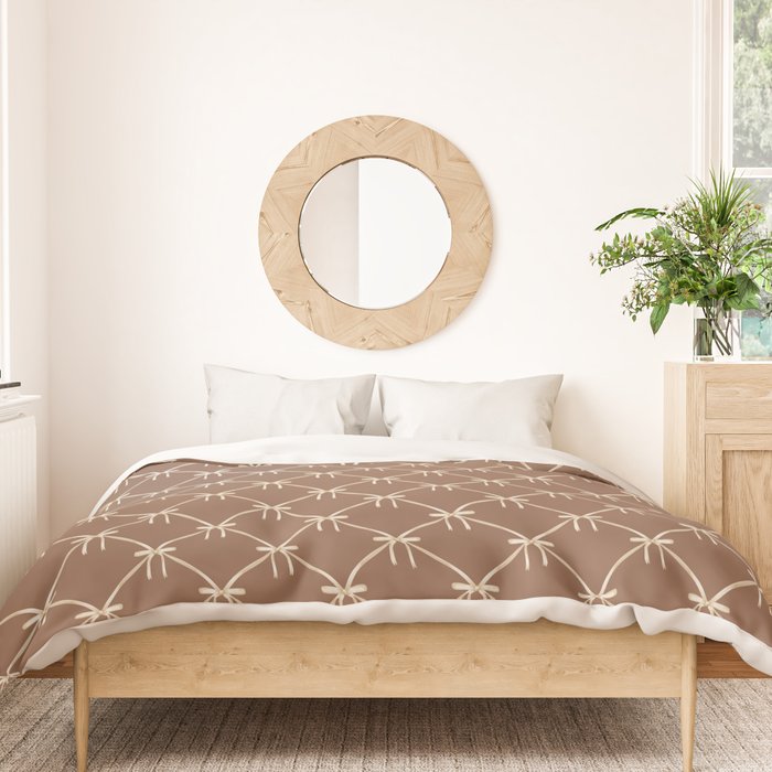 Bows and Ribbons Pattern LXII Coffee Creme Duvet Cover Gallery Image 3