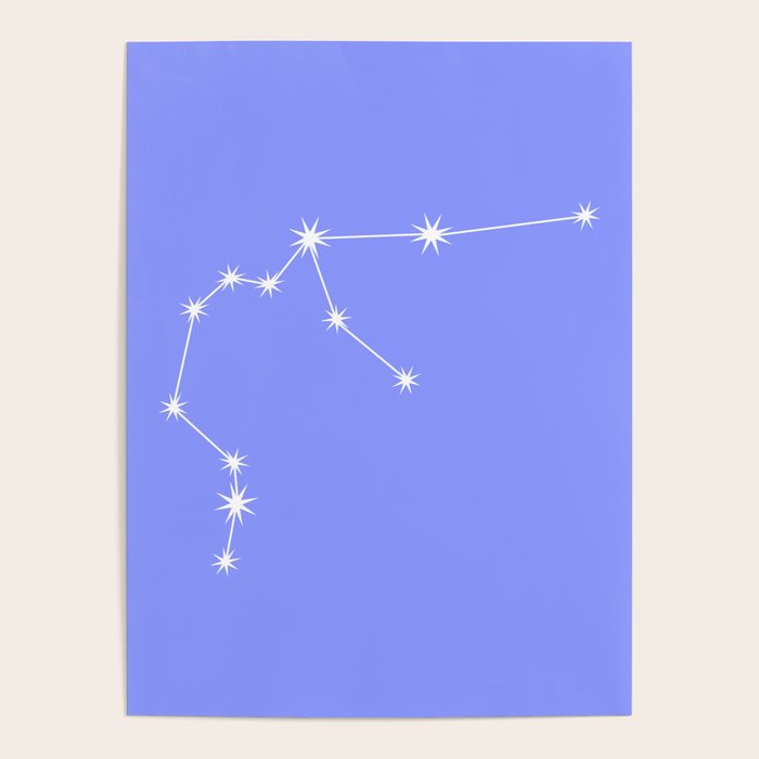 Aquarius Zodiac Star Constellation Line Art Pastel Purple Poster Gallery Image 1