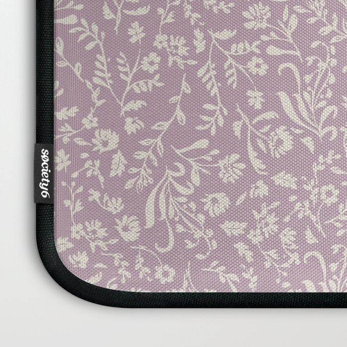 Lavender Boho Ditsy Toile Floral Laptop Sleeve Gallery Image 3