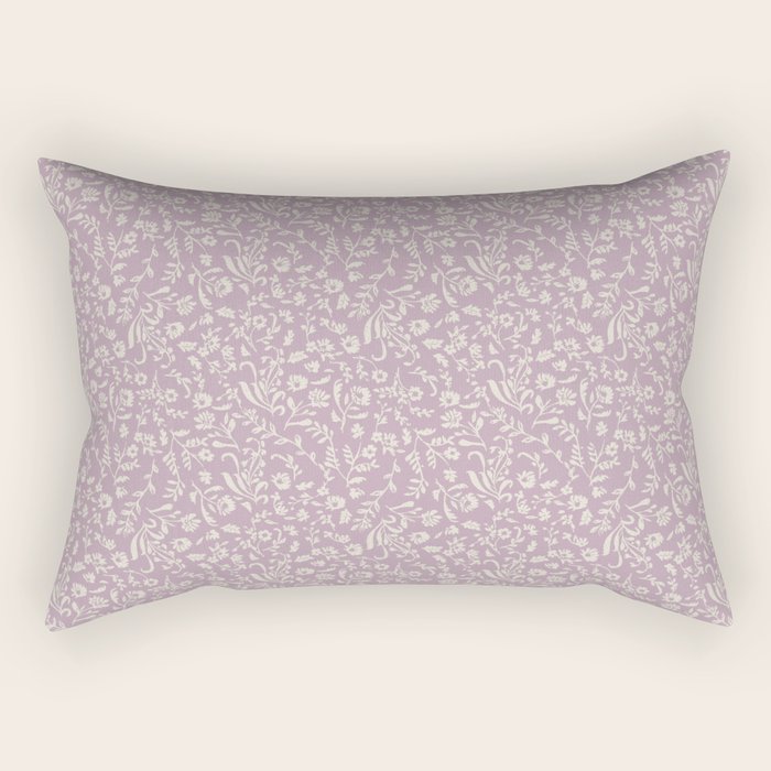 Lavender Boho Ditsy Toile Floral Rectangular Pillow Gallery Image 2