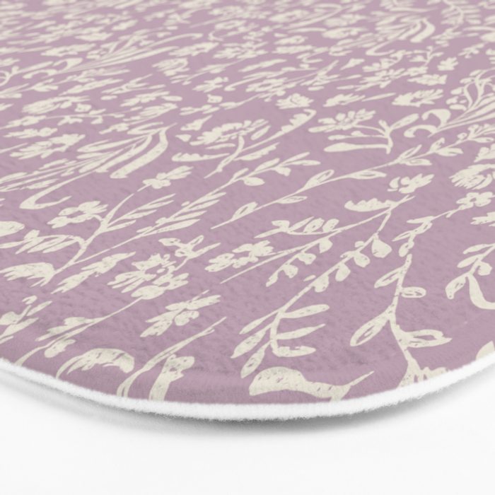 Lavender Boho Ditsy Toile Floral Bath Mat Gallery Image 3