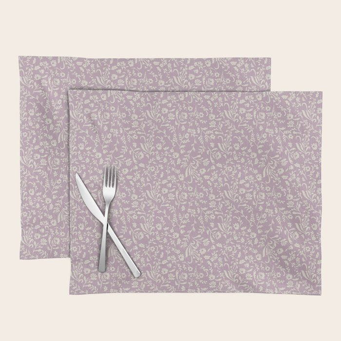Lavender Boho Ditsy Toile Floral Placemat Gallery Image 1