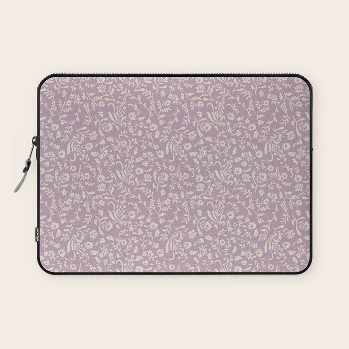 Lavender Boho Ditsy Toile Floral Laptop Sleeve Gallery Image 1