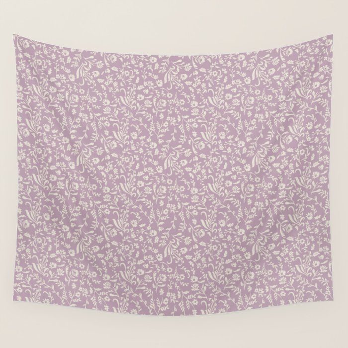 Lavender Boho Ditsy Toile Floral Wall Tapestry Gallery Image 4
