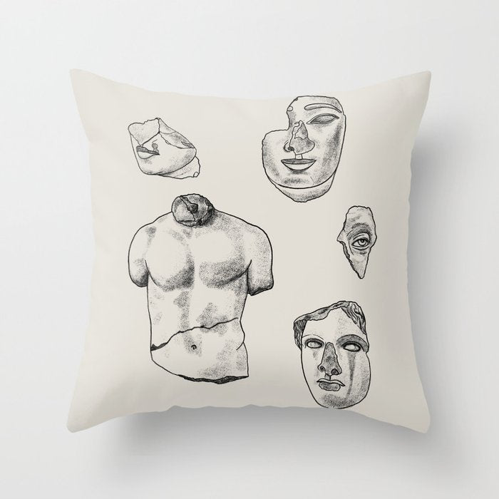 Fragments in Taupe Throw Pillow Gallery Image 1