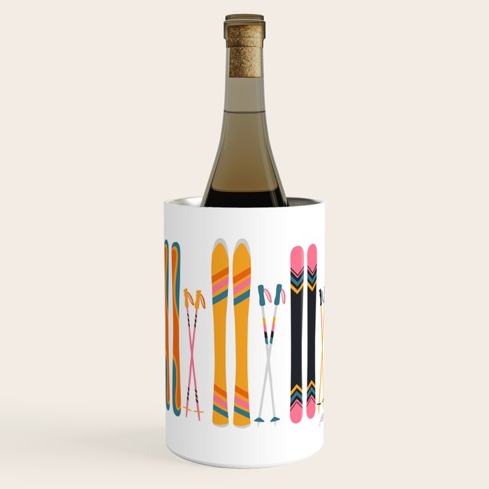 Retro Skis Illustration Wine Chiller Gallery Image 1