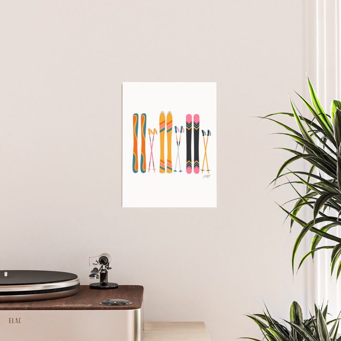 Retro Skis Illustration Poster Gallery Image 2