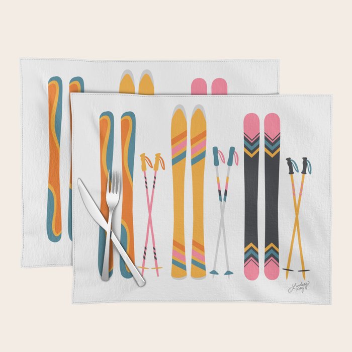 Retro Skis Illustration Placemat Gallery Image 1