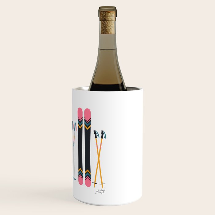 Retro Skis Illustration Wine Chiller Gallery Image 3