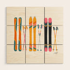 Retro Skis Illustration Wood Wall Art Gallery Image 1