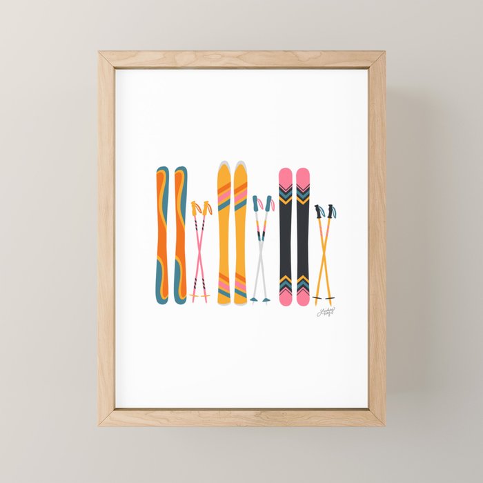 Retro Skis Illustration Mini Art Print Gallery Image 1