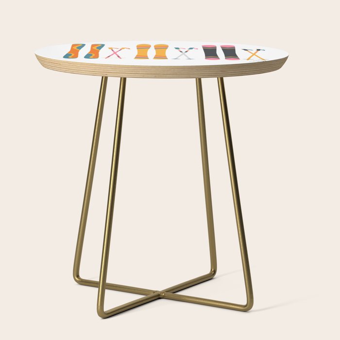 Retro Skis Illustration Side Table Gallery Image 1