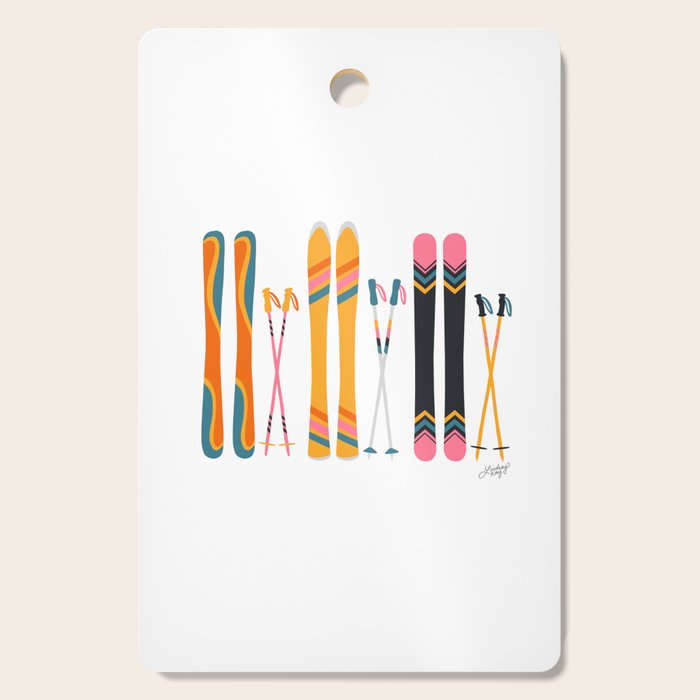 Retro Skis Illustration Cutting Board Gallery Image 1