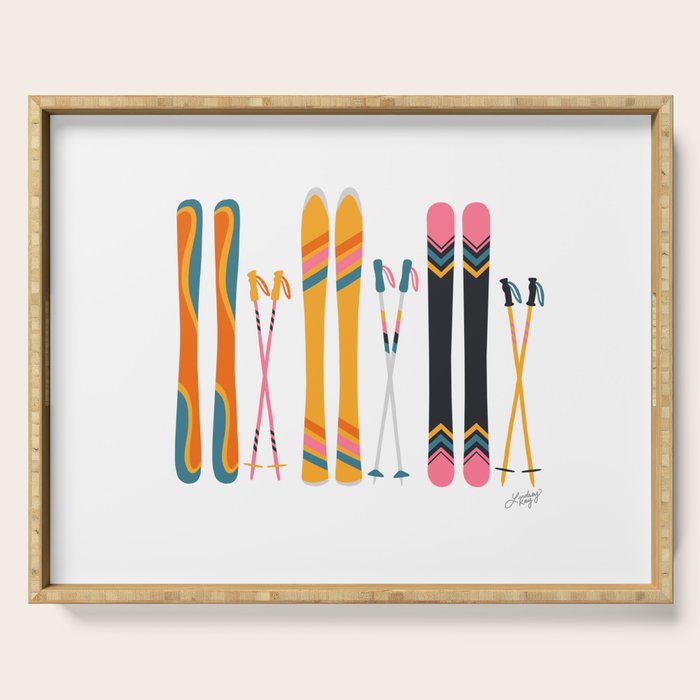 Retro Skis Illustration Serving Tray Gallery Image 1