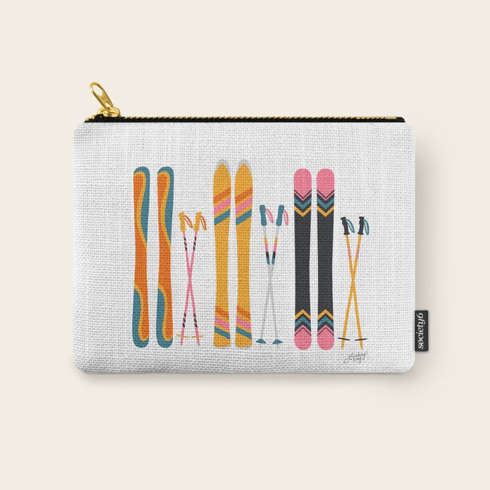 Retro Skis Illustration Carry All Pouch Gallery Image 1