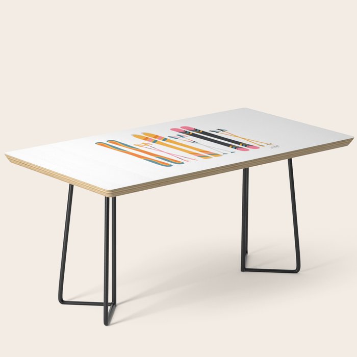 Retro Skis Illustration Coffee Table Gallery Image 1