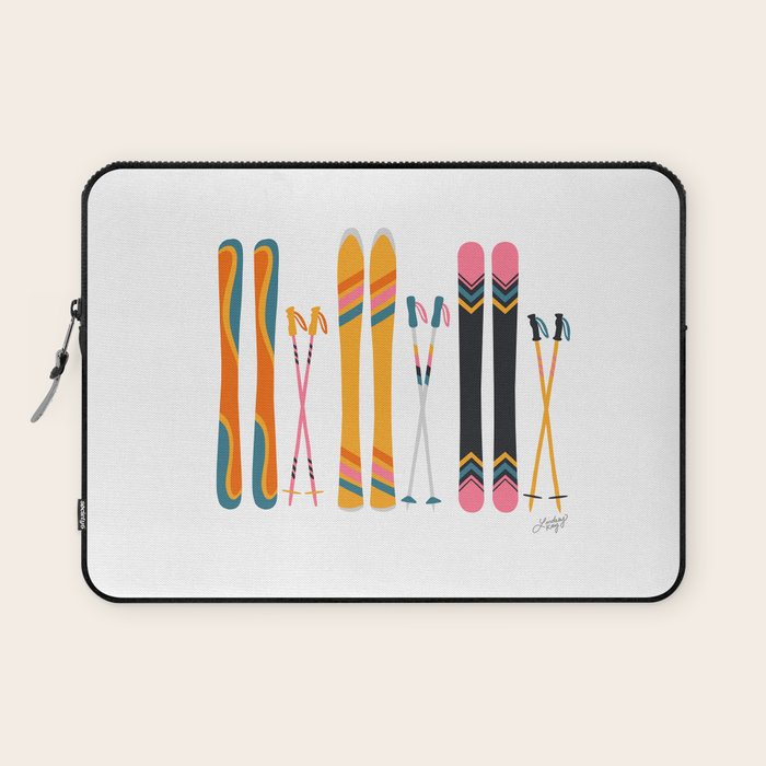 Retro Skis Illustration Laptop Sleeve Gallery Image 1