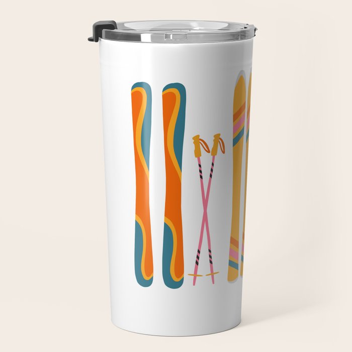 Retro Skis Illustration Travel Mug Gallery Image 3