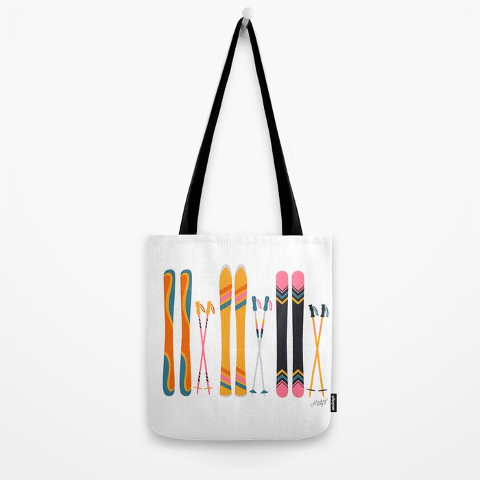 Retro Skis Illustration Tote Bag Gallery Image 2