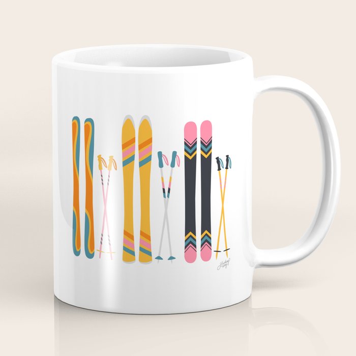 Retro Skis Illustration Coffee Mug Gallery Image 1