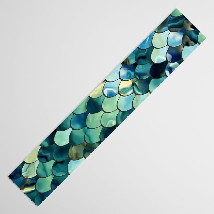 Mermaid Art, Sea Green, Ocean Blue Table Runner Gallery Image 3