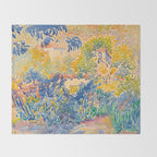 Henri-Edmond Cross Neo-Impressionism Pointillism The Artist's Garden at St. Clair Watercolor Paintin Throw Blanket Gallery Image 2