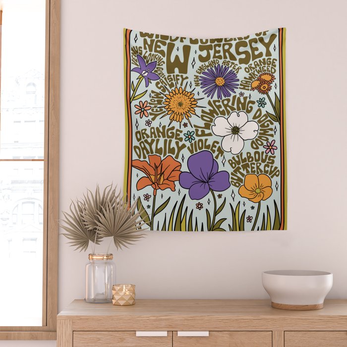 New Jersey Wildflowers Wall Tapestry Gallery Image 2