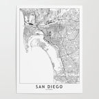 San Diego White Map Poster Gallery Image 4