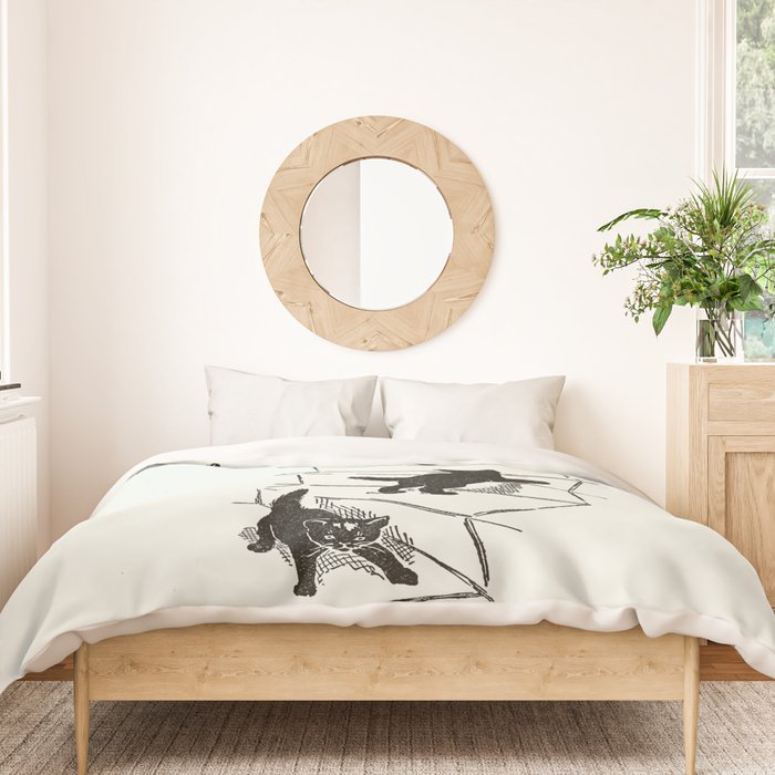 Cat With Kitten On Stairs Duvet Cover Gallery Image 3