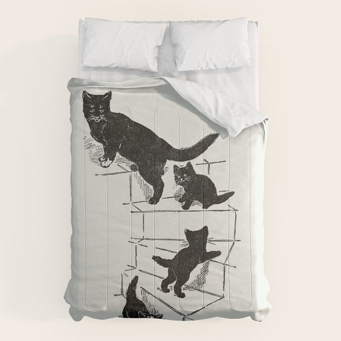 Cat With Kitten On Stairs Comforter Gallery Image 6