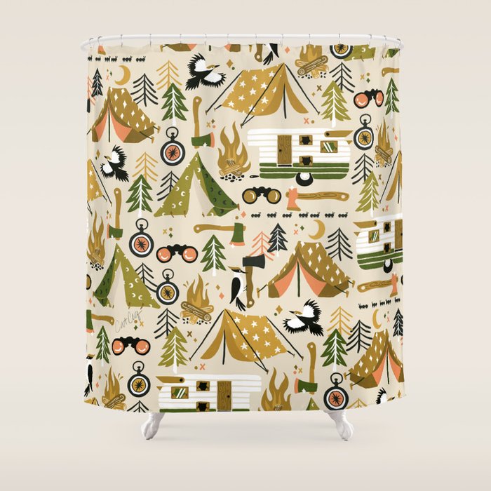 Camping Kit - Olive Palette Shower Curtain Gallery Image 1
