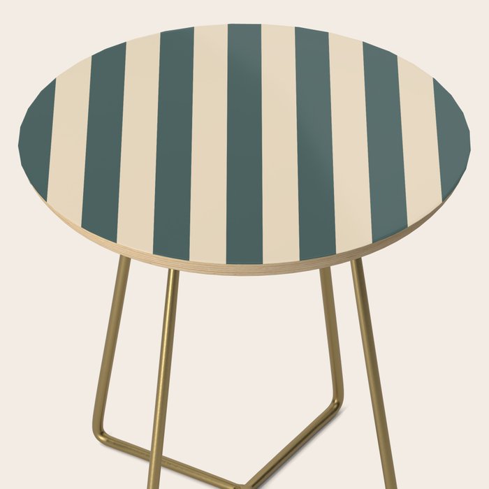 Green And Cream Vertical Stripes Side Table Gallery Image 2