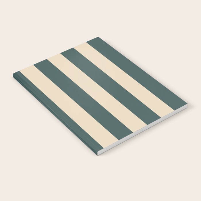 Green And Cream Vertical Stripes Notebook Gallery Image 2