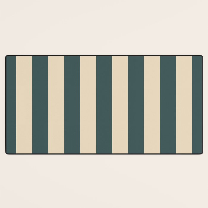 Green And Cream Vertical Stripes Desk Mat Gallery Image 3