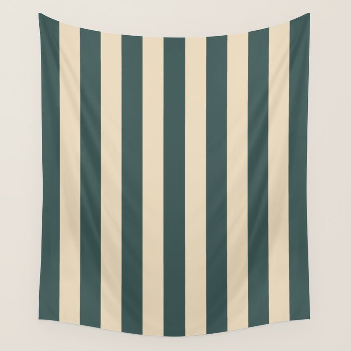 Green And Cream Vertical Stripes Wall Tapestry Gallery Image 4
