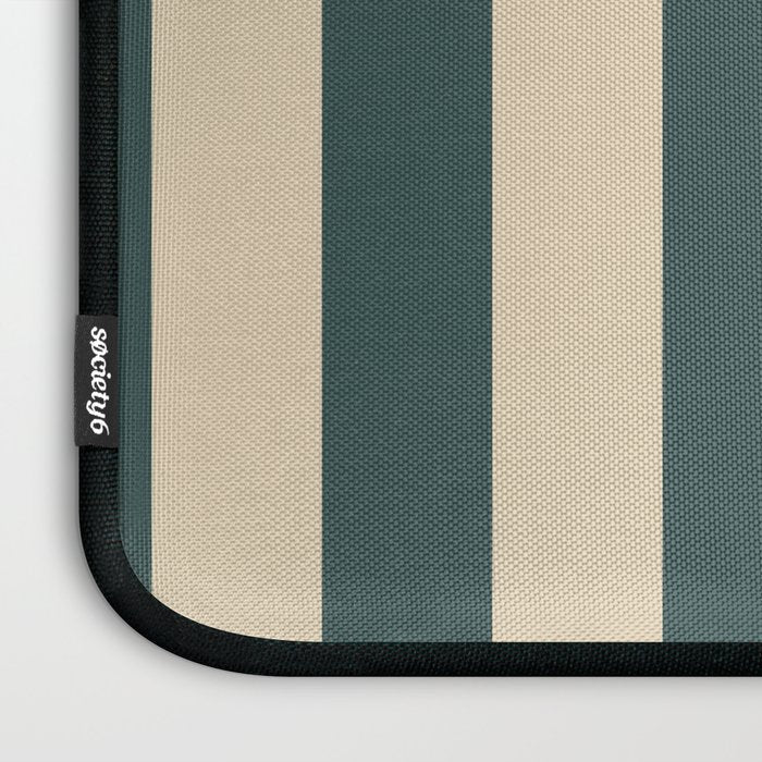 Green And Cream Vertical Stripes Laptop Sleeve Gallery Image 3