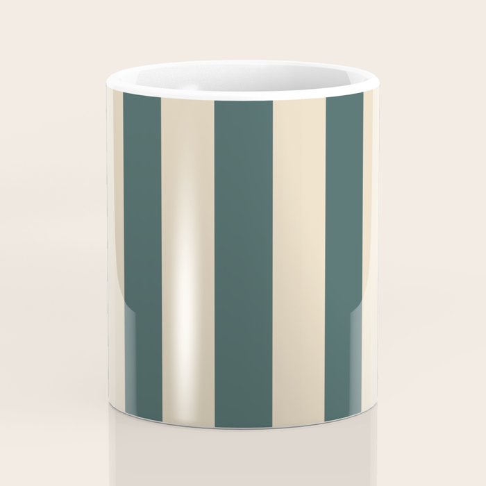 Green And Cream Vertical Stripes Coffee Mug Gallery Image 4