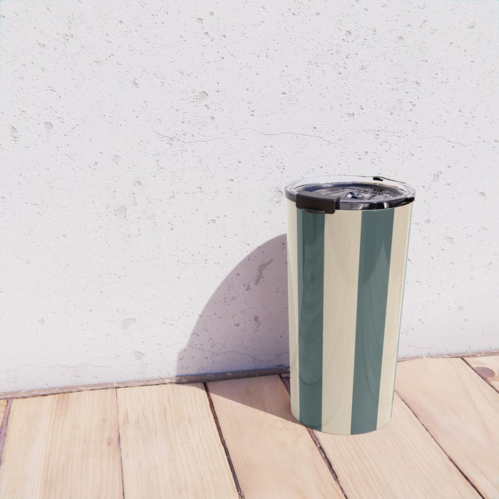 Green And Cream Vertical Stripes Travel Mug Gallery Image 4