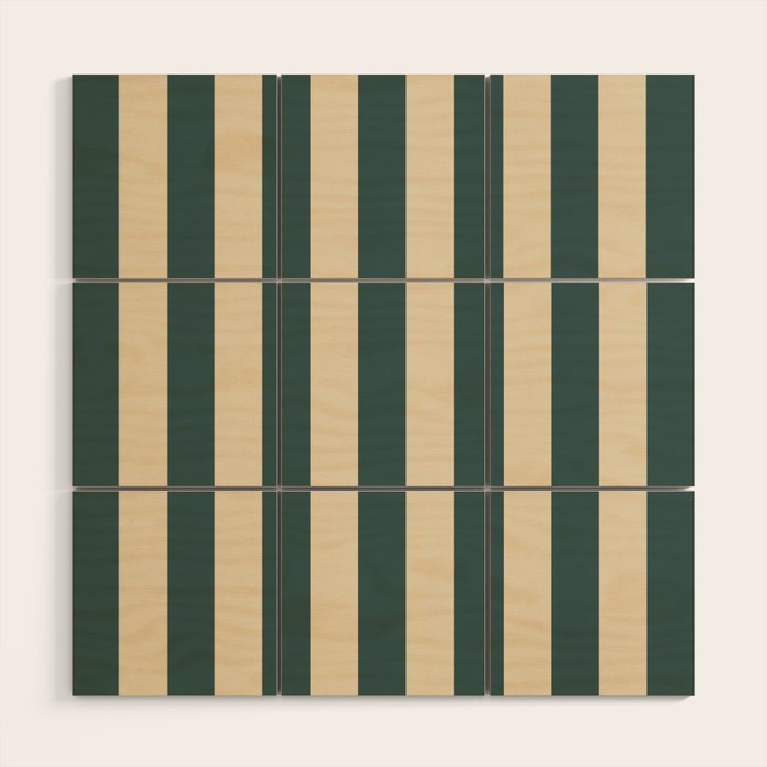 Green And Cream Vertical Stripes Wood Wall Art Gallery Image 1