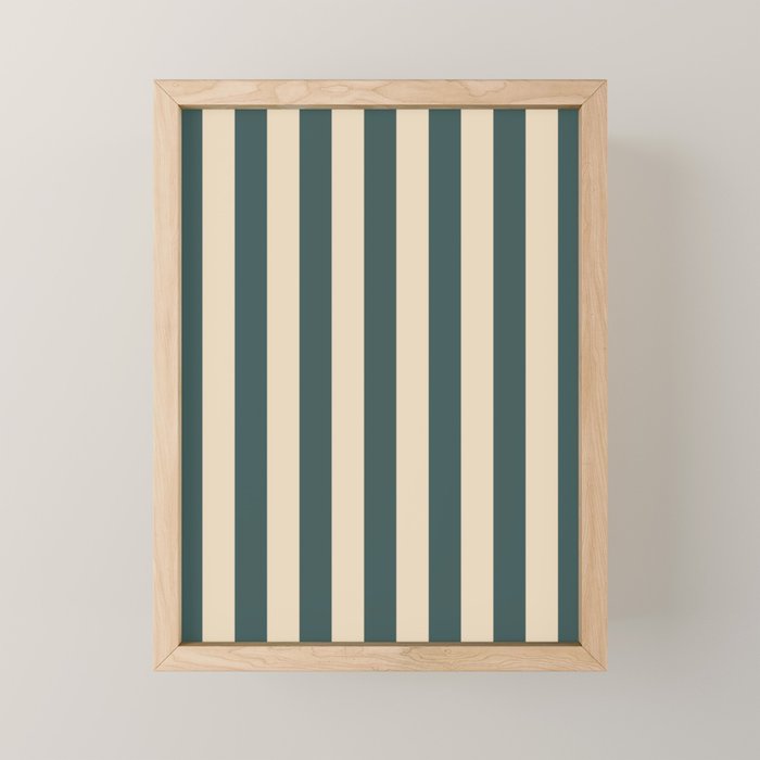 Green And Cream Vertical Stripes Mini Art Print Gallery Image 1