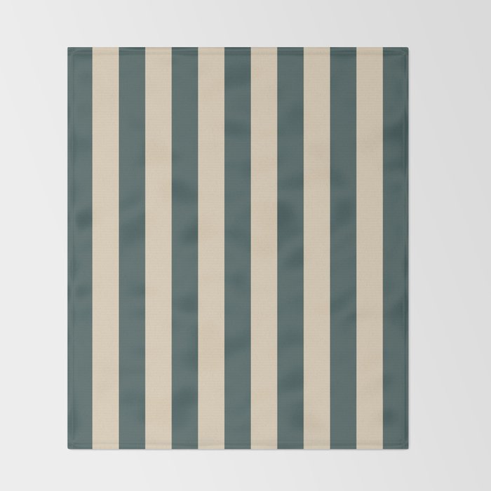 Green And Cream Vertical Stripes Throw Blanket Gallery Image 2