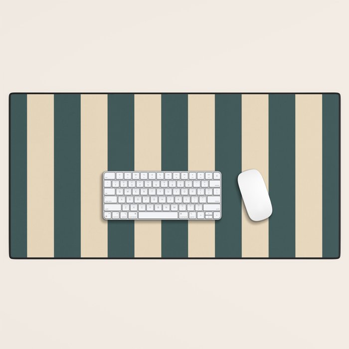 Green And Cream Vertical Stripes Desk Mat Gallery Image 1